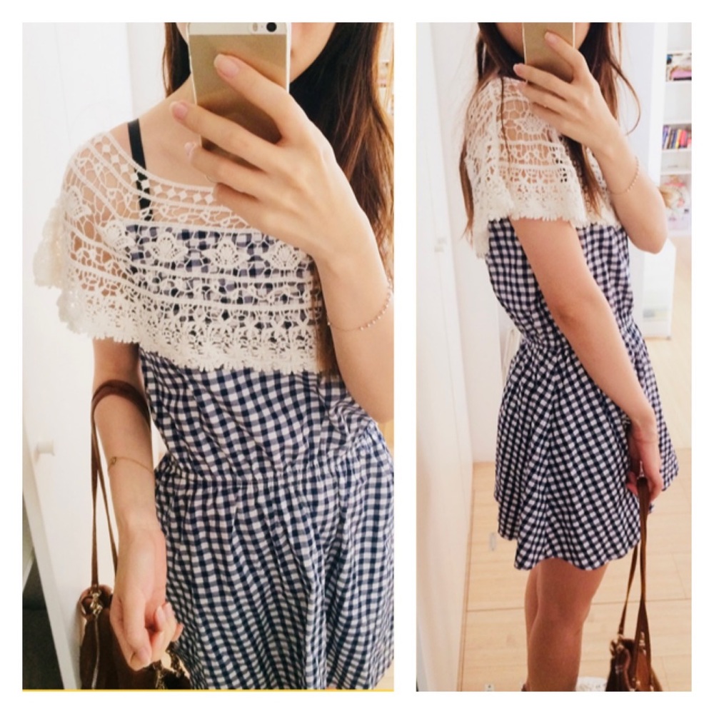 Pazzo lace blue gingham a-line dress
